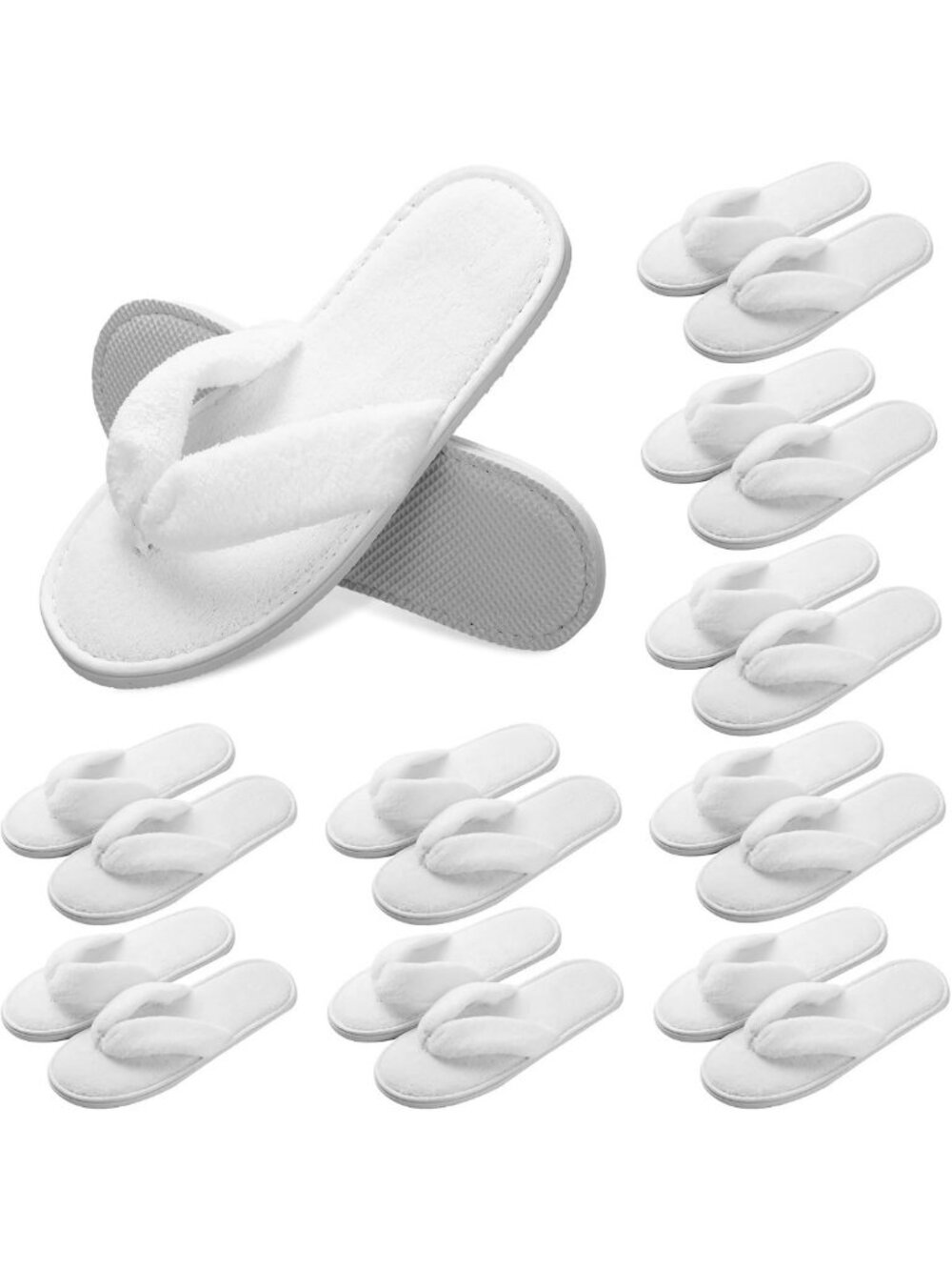 Cozy 10 Pairs Spa Slippers | Comfortable Flip Flops & Thong Sandals for Home